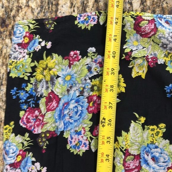 The J. Peterman Co Floral Pleated Boho Shirt Dress In Black Size M - Picture 8 of 10